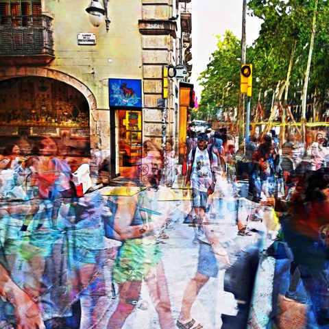 Barcelona digital edited street photography, made with the GNU Image Manipulation Program + G'MIC-Qt filters.