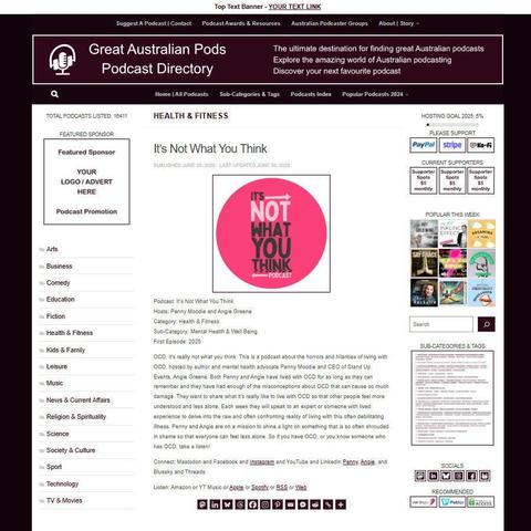 It's Not What You Think
Screenshot of the podcast listing on the Great Australian Pods website