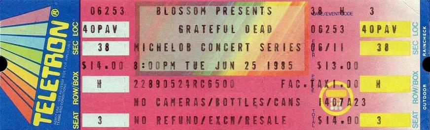 ticket for Grateful Dead at Blossom Music Center on Ticketron stock