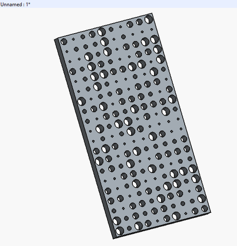 A plate with a grid of circular holes of  random sizes on FreeCAD