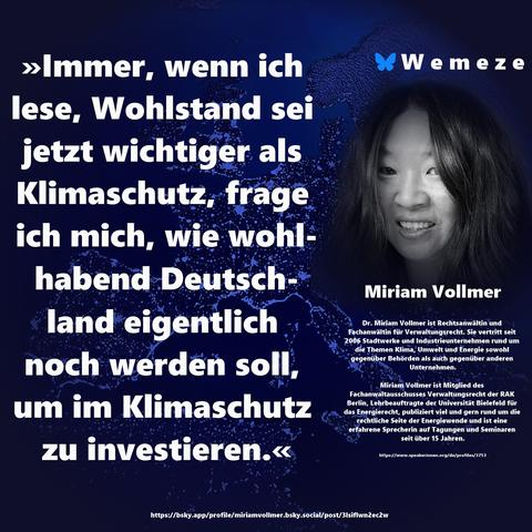 »Immer, wenn ich lese, Wohlstand sei jetzt wichtiger als Klimaschutz, frage ich mich, wie wohlhabend Deutschland eigentlich noch werden soll, um im Klimaschutz zu investieren.«

Miriam Vollmer
https://bsky.app/profile/miriamvollmer.bsky.social/post/3lsiflwn2ec2w