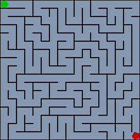 A computer generated 17 by 17 maze.