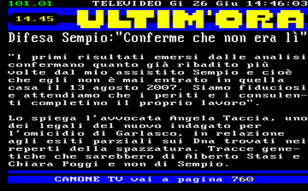 14.45 
"I primi risultati emersi dalle analisi confermano quanto già ribadito più volte dal mio assistito Sempio e cioè che egli non è mai entrato in quella casa il 13 agosto 2007. Siamo fiduciosi e attendiamo che i periti e i consulenti completino il proprio lavoro". 
Lo spiega l'avvocata Angela Taccia, uno dei legali del nuovo indagato per l'omicidio di Garlasco, in relazione agli esiti parziali sui Dna trovati nei reperti della spazzatura. Tracce genetiche che sarebbero di Alberto Stasi e Chiara Poggi e non di Sempio.