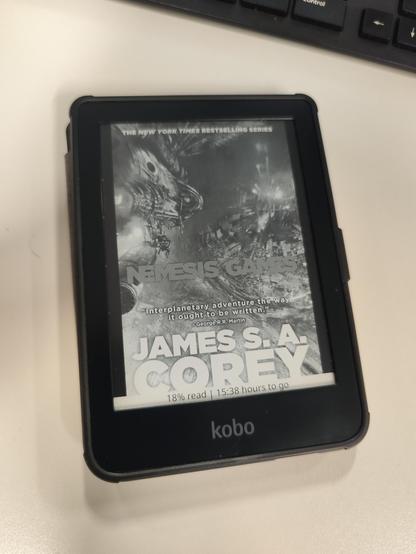Book cover on my Kobo, 18% progress