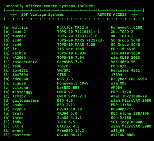 A menu of 26 remote systems that are online.