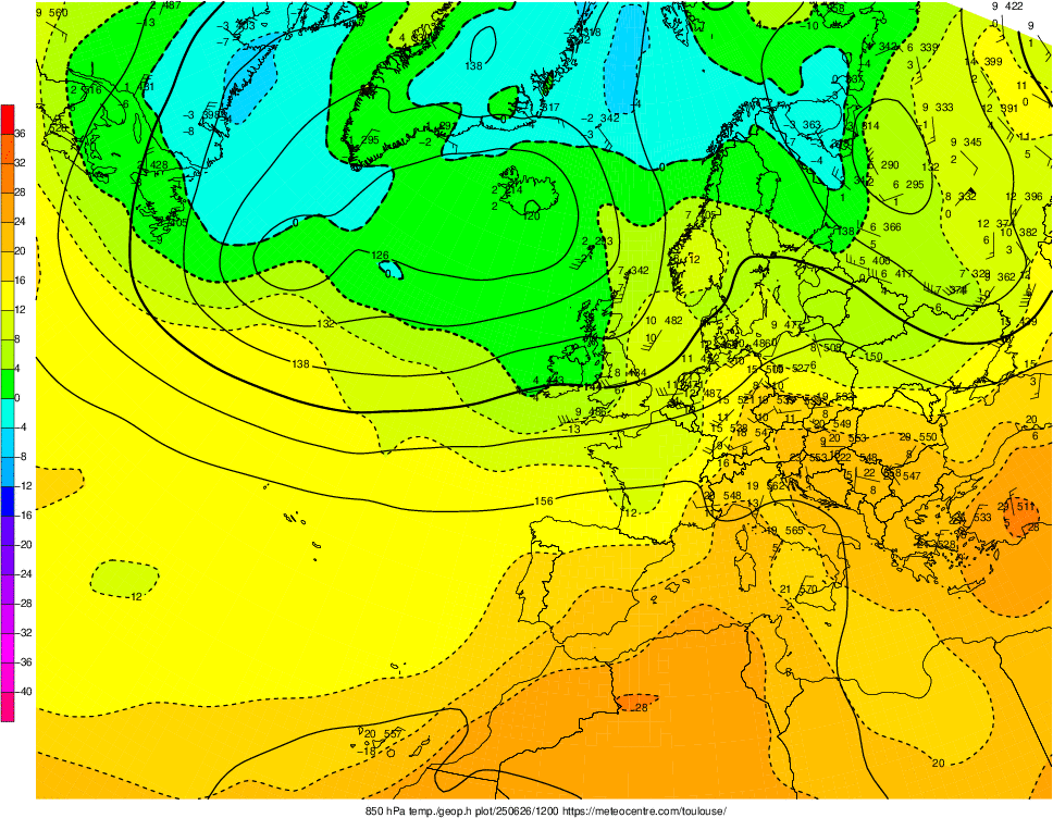Analyse en altitude de la sitation météo en Europe ce jour.