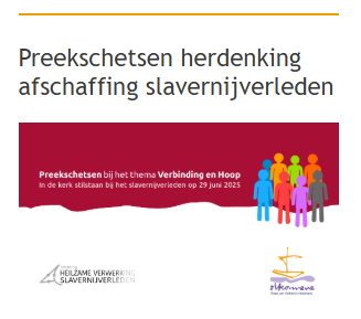 deel van webpagina van www.raadvankerken.nl met de tekst "Preekschetsen herdenking afschaffing slavernijverleden"
