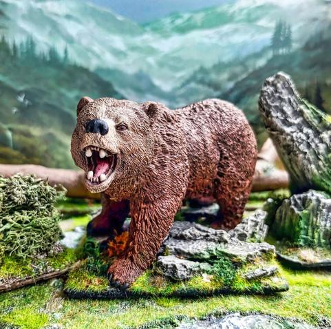 Bear plastic toy repainted as wargaming miniature