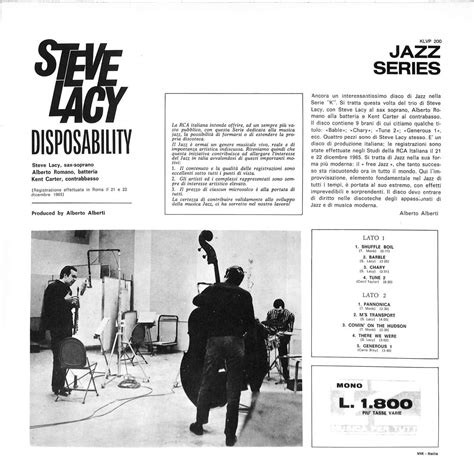 Steve Lacy - Disposability back cover