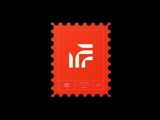 Graphic of a red postage stamp with a modern logo and the text "Lead Filter, SaaS Software, Rejected, 2024."