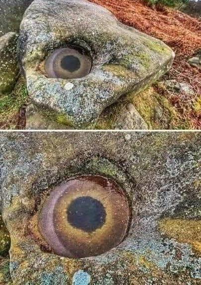 This peculiar geological formation seems almost alive—an uncanny eye carved by time, water, and weather.
