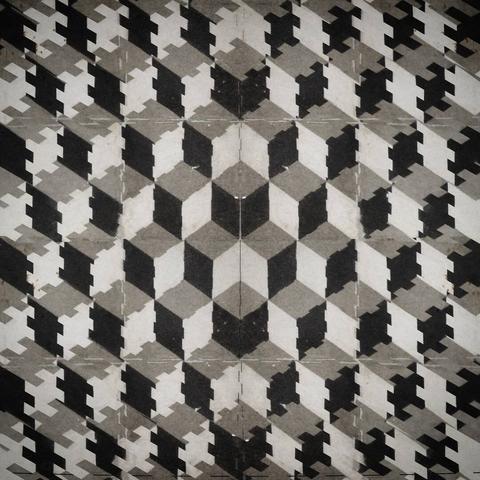 Black and white 3d tiling with wave effect