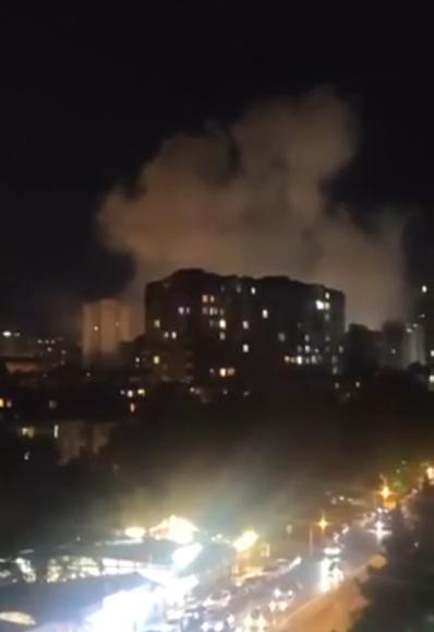 smoke rising from the site of the explosion in Baku