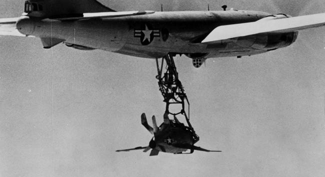 The McDonnell XF-85 Goblin is an American prototype fighter aircraft conceived during World War II. It was intended to deploy from the bomb bay of the B-36 bomber as a parasite fighter. The XF-85’s intended role was to defend bombers from hostile interceptor aircraft. McDonnell built two prototypes before the USAAF terminated the program.
