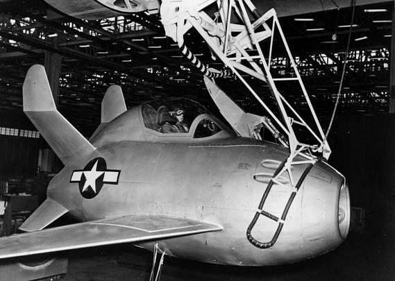 The McDonnell XF-85 Goblin is an American prototype fighter aircraft conceived during World War II. It was intended to deploy from the bomb bay of the B-36 bomber as a parasite fighter. The XF-85’s intended role was to defend bombers from hostile interceptor aircraft. McDonnell built two prototypes before the USAAF terminated the program.