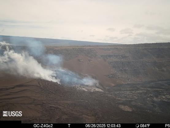 Live Panorama of Halemaʻumaʻu and down-dropped caldera floor from the west rim of the summit caldera, looking east [KWcam].

Courtesy of USGS Hawaiian Volcano Observatory.  Note: this view is not from a publicly accessible area.