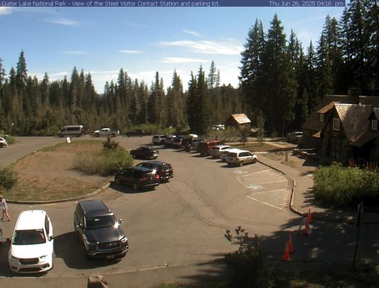 The Steel Information Center at Park Headquarters (elevation 6,450 feet) is open daily except December 25th. The current hours are 10:00 AM to 4:00 PM. This view is useful in showing the amount of snow currently on the ground in the park. It can be 10 to 15 feet deep in the late winter and early spring. Image updates every 5 to 7 minutes.