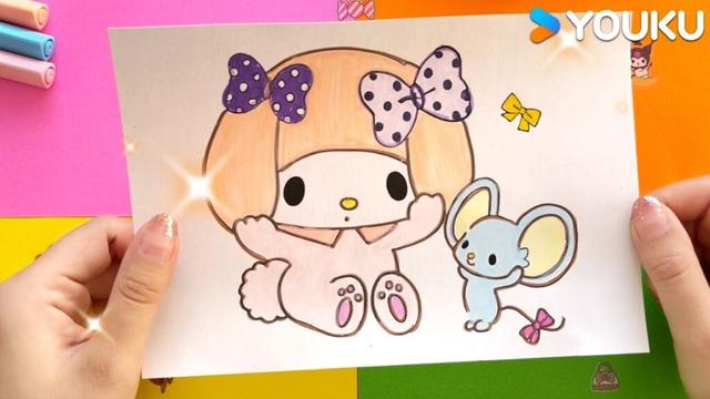 【三丽鸥绘画大世界】EP35 美乐蒂戴了两个紫色的蝴蝶结🎀我喜欢深紫色的，你喜欢哪个颜色呢？ | 儿童认知/儿童启蒙 | YOUKU KIDS | 优酷少儿