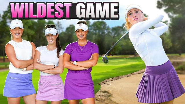 Loser Has To FAKE CADDY For A Random Golfer... Golf Girl Games Left Right Challenge..