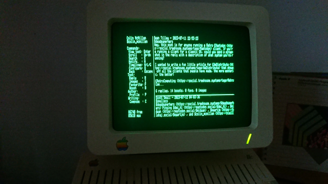 A photo of my Apple IIc with my timeline on the screen.