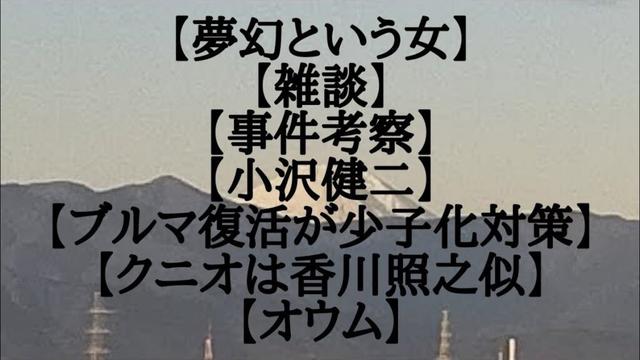 【夢幻という女】【雑談】【事件考察】【小沢健二】【ブルマ復活が少子化対策】【クニオは香川照之似】【オウム】フリートーク