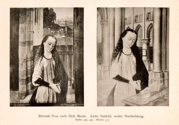 Praying woman after Dirk Bouts.