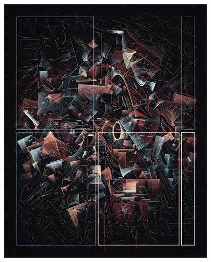 Abstract digital artwork, made with JavaScript code