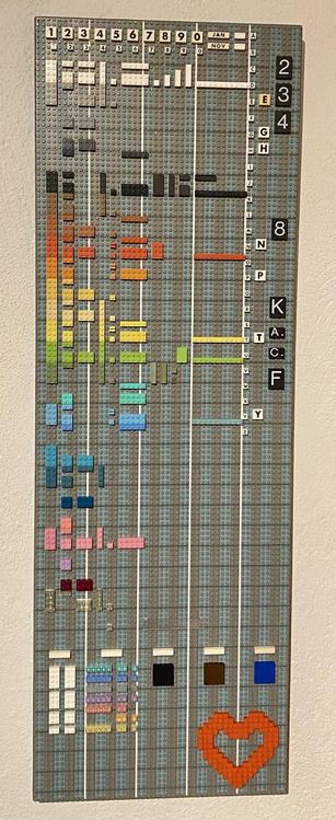 Modulex baseboard. Vertical. Lots of little colorful bricks