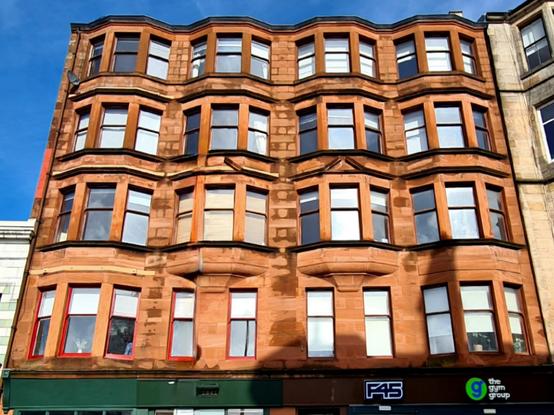 Red sandstone Glasgow tenement.
