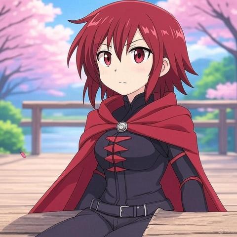 Large, original Ruby Rose plushie rendered as anime artwork.  This render is the best one by far.