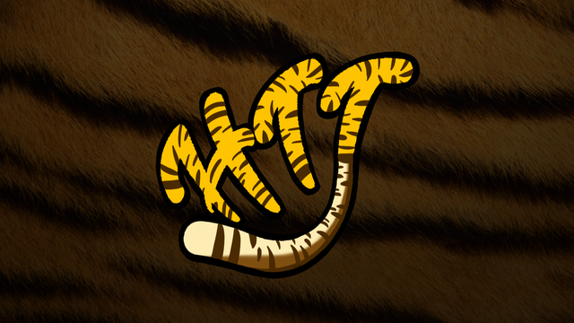 Logo de l'émission Highway To Tail par dessus une fourrure de tigre