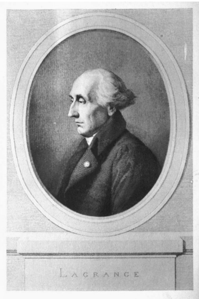 The frontispiece of Lectures on Elementary Mathematics: A trompe l'oeil portrait of Lagrange in as if in a bas-relief oval frame.