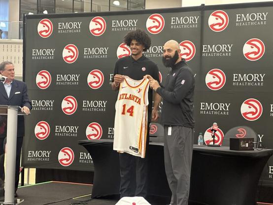 Asa Newell introduced as Hawks' first-round NBA draft pick