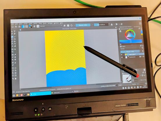 Krita running under Linux Mint XFCE 22.1 on a Lenovo X220 tablet/laptop.