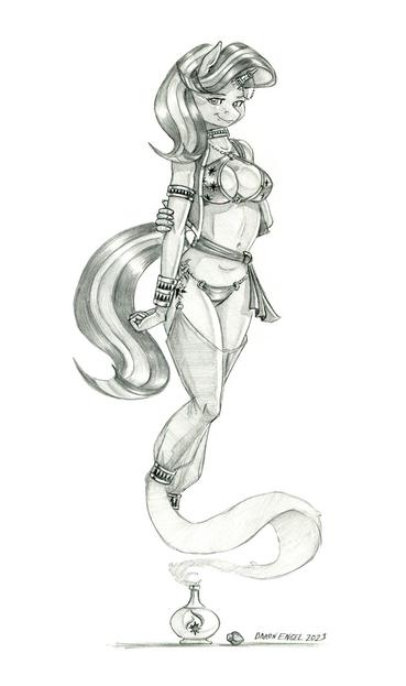 An anthro, genie version of Starlight Glimmer welcome to tune in this Saturday 6/28/25 for an all magical beings https://picarto.tv/baronengel stream starting at 5:30pm Pacific.