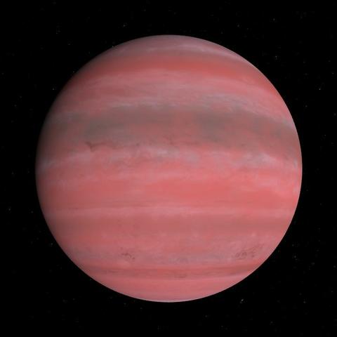 A computer-generated representation of the YSES 2 b exoplanet.