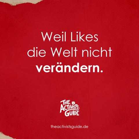Das Bild zeigt ein rotes Hintergrund mit weißem Text in der Mitte, der lautet: "Weil Likes die Welt nicht verändern." Darunter befindet sich das Logo von "The Activists Guide" mit einem stilisierten Faustsymbol und der Website-Adresse "theactivistsguide.de" in kleinerer Schrift. Der Hintergrund hat eine Textur, die an gerissenes Papier erinnert.

Bereitgestellt von @altbot, privat und lokal generiert mit Ovis2-8B

🌱 Energieverbrauch: 0.116 Wh