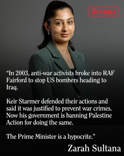 Photo of Zarah Sultana. Text as above.