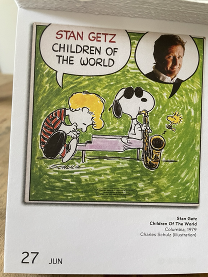 Plattencover Stan Getz mit Linus, Snoopy und Woodstock von den Peanuts.