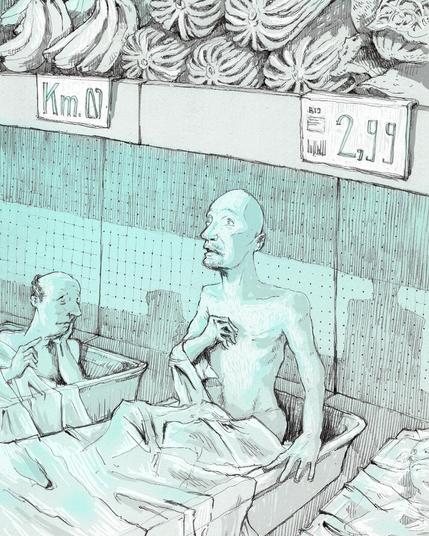 © 2025, roberto speziale, Intellettuali a Km 0 (illustrazione per "Racconti Crestati")