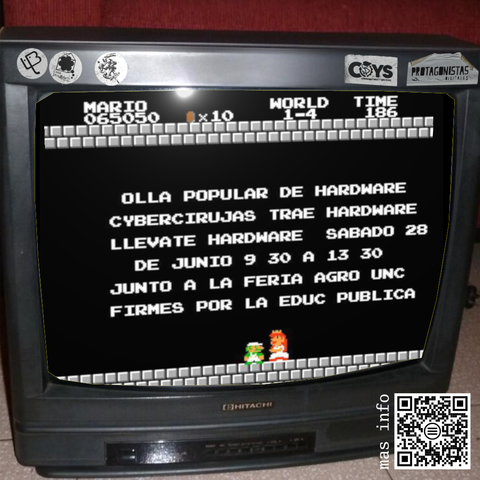 Afiche de la olla popular de hardware Cyberciruja. 28 de junio de 2025