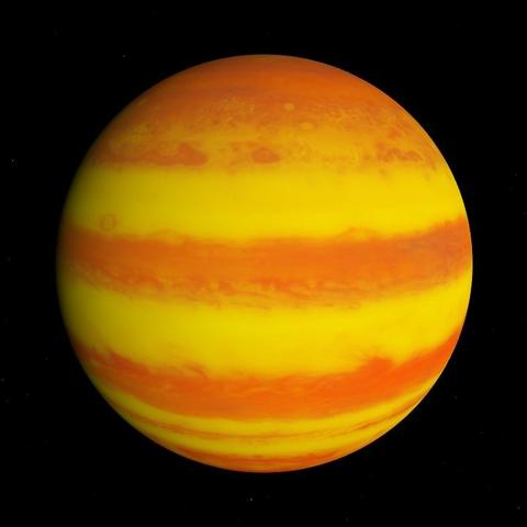 A computer-generated representation of the Qatar-2 b exoplanet.