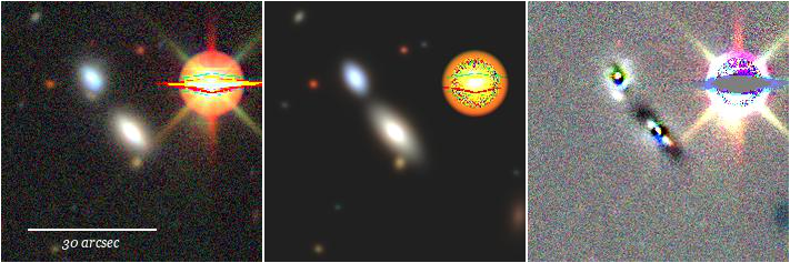Color mosaics showing the data (left panel), model (middle panel), and residuals (right panel).