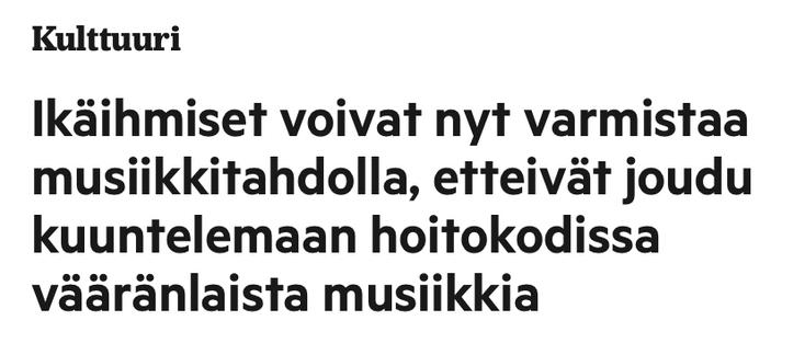 Ikäihmiset voivat nyt varmistaa musiikkitahdolla, etteivät joudu kuuntelemaan hoitokodissa vääränlaista musiikkia.