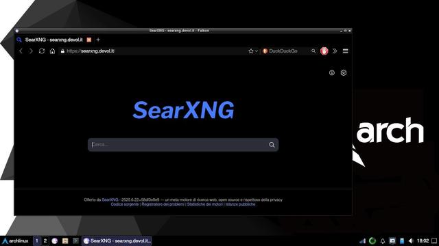 Archlinux + LXQt + Falkon + SearXNG