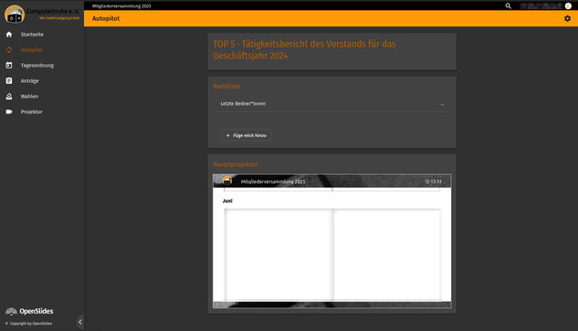 Screenshot einer OpenSlides-Präsentation