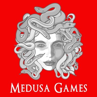 Image shows the logo for Medusa Games.