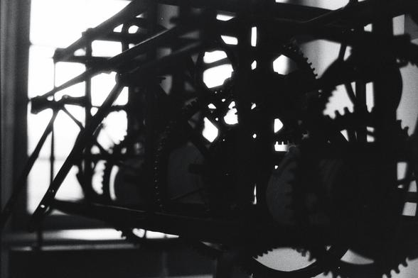 BW Photo of an old clock