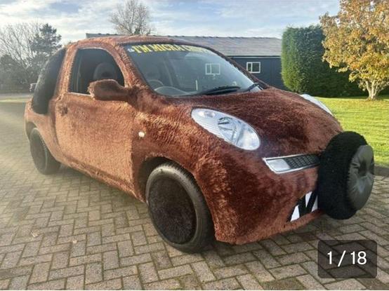Fur covered nissan micra