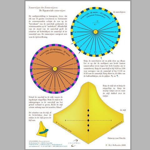 Sundial paper kit, equatorial sundial
